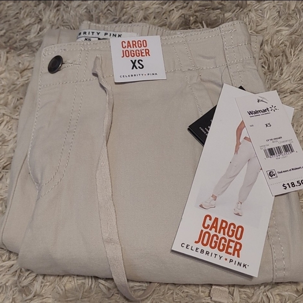 🆕️ Celebrity Pink Cream Cargo Drawstring Jogger Style Pants - Picture 4 of 4